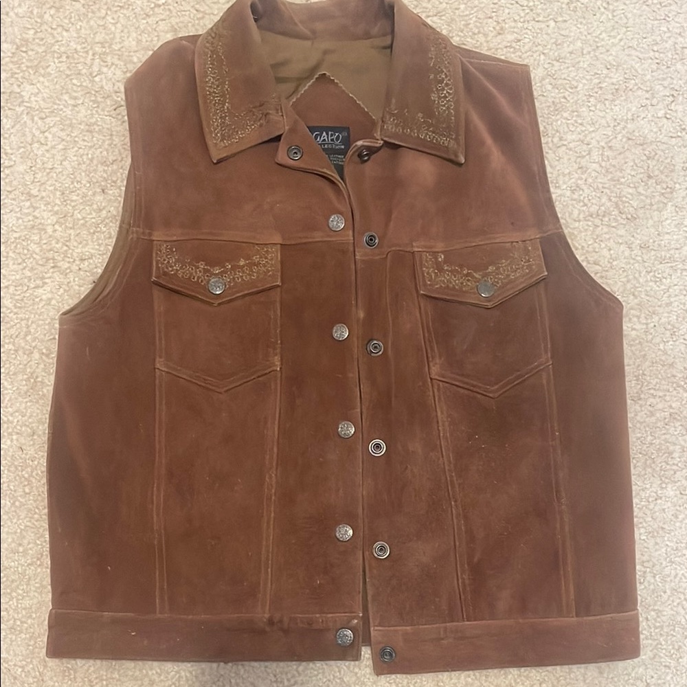 American Vintage Brown Vest Suede Western Style